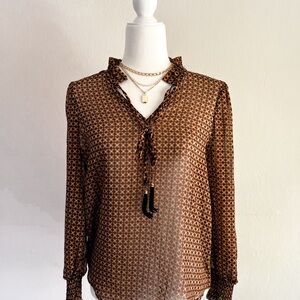 Brown Geometric Print Blouse